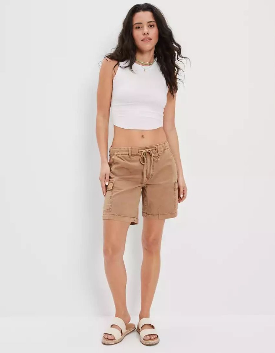 Shorts American Eagle AE Stretch Low-Rise Baggy Cargo Marron Femme | SNM-91774949